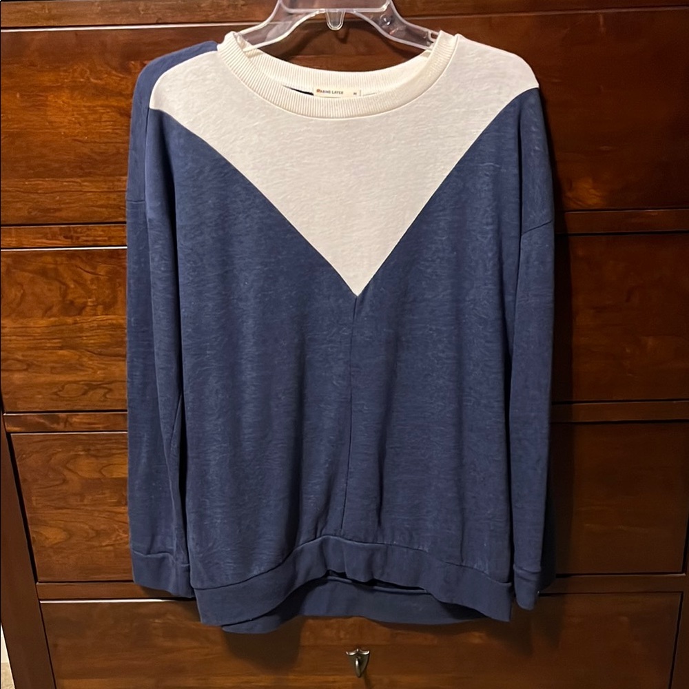 Marine Layer Navy and Cream Crewneck Sweater